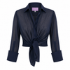 Garcon Shirt -Stretch Silk Chiffon- Midnight | Michelle Farmer