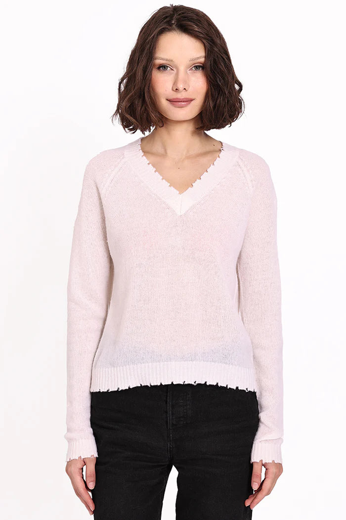 Cashmere Frayed Edge Vee