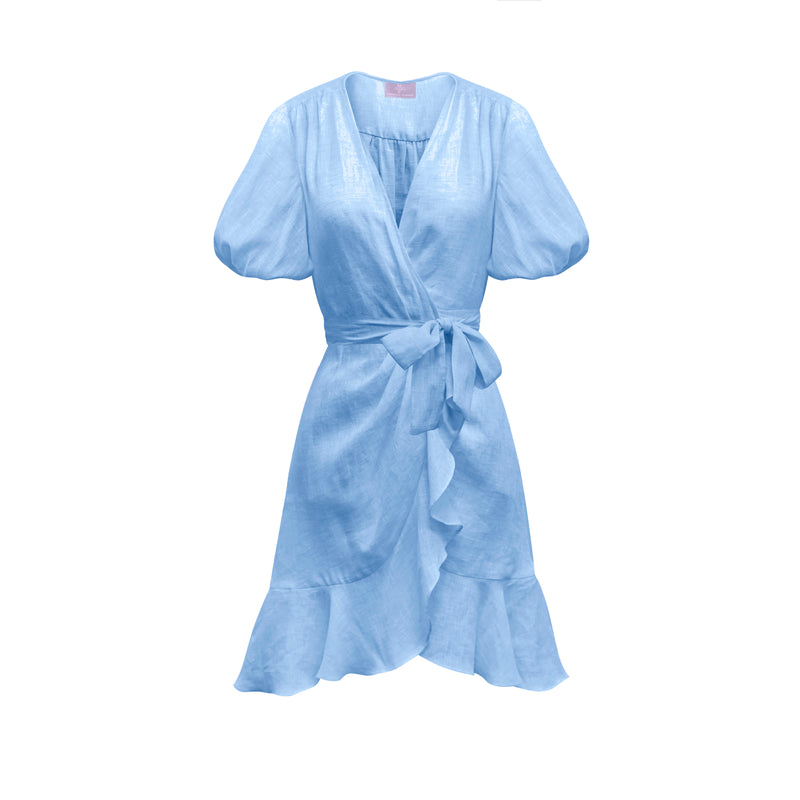 Penelope Mini Dress - Linen Sky Blue