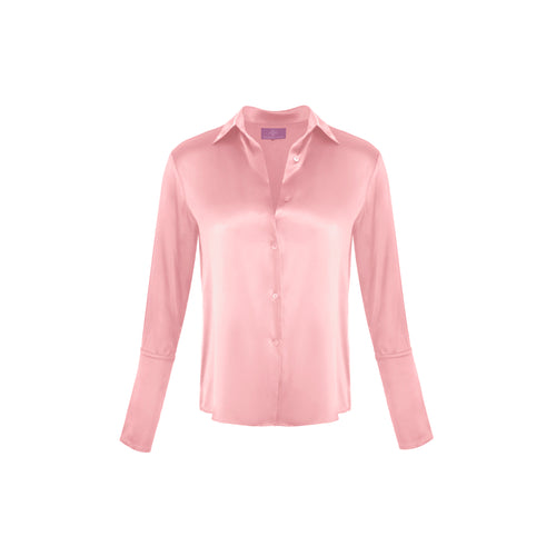Garcon Shirt - Stretch Silk Charmeuse - Peony