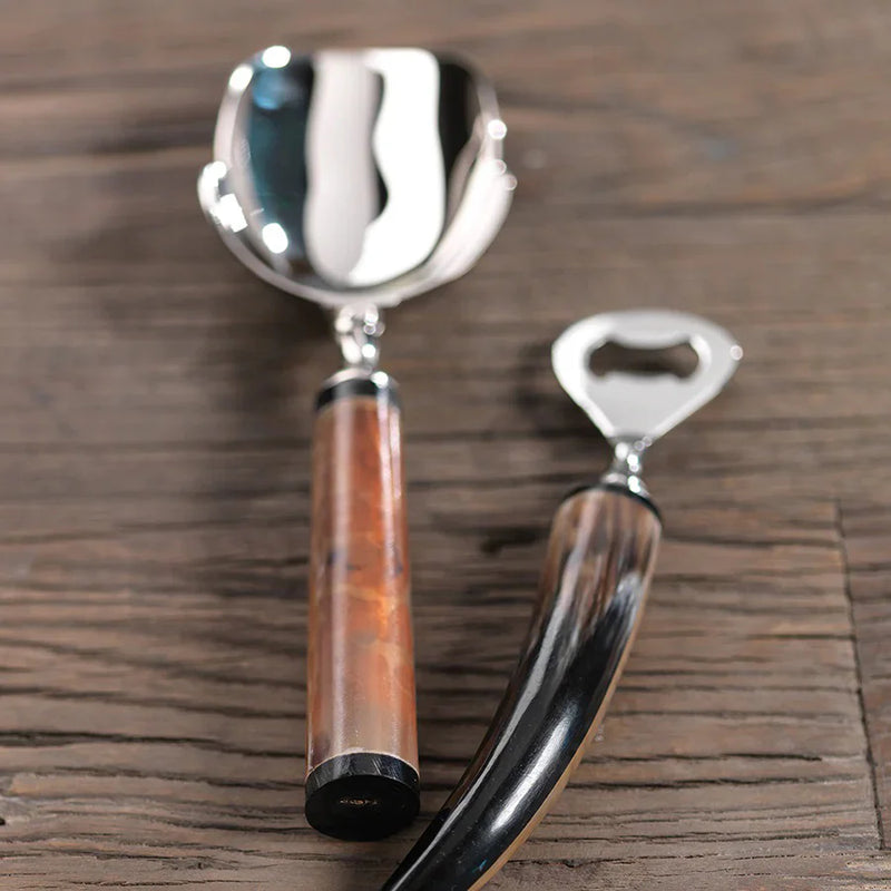 Ice Scoop w/ Horn Handle- Polished Nickel
