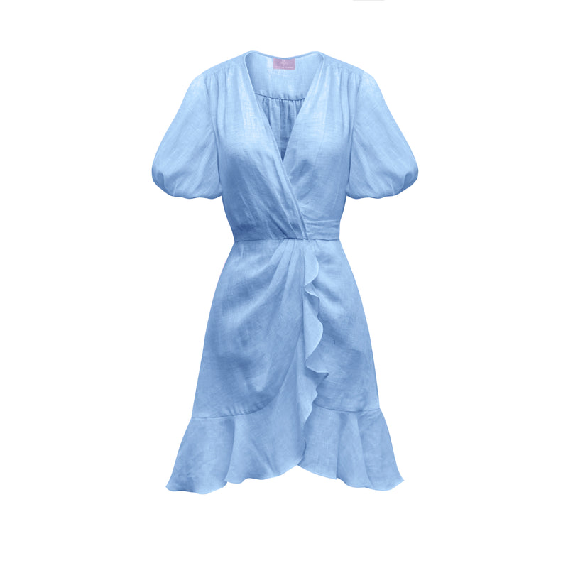 Penelope Mini Dress - Linen Sky Blue