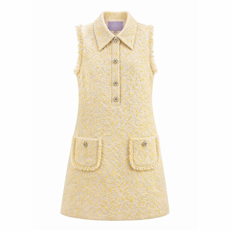 yellow tweed dress Pickle Mini Dress-Yellow – Michelle Farmer