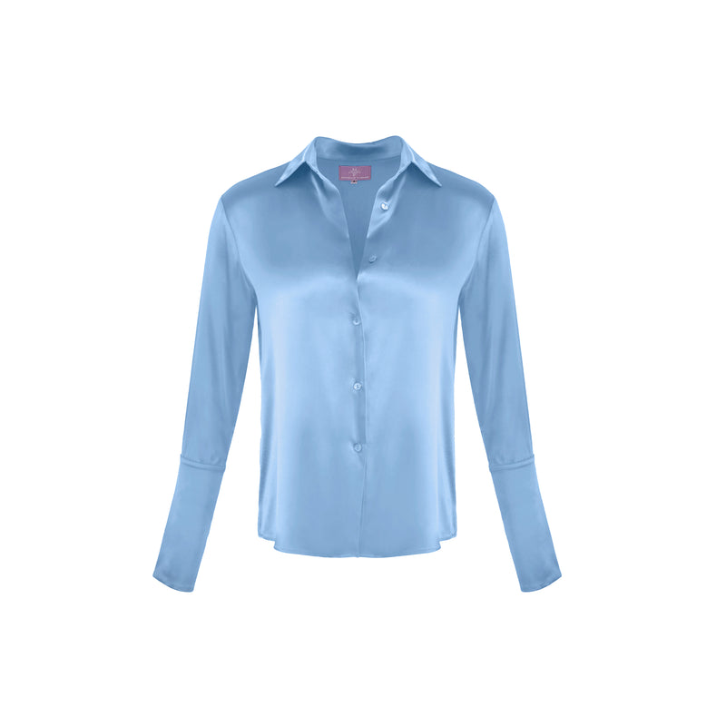 Garcon Shirt - Stretch Silk Charmeuse - Hydrangea