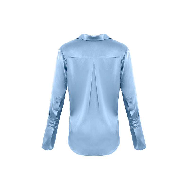 Garcon Shirt - Stretch Silk Charmeuse - Hydrangea