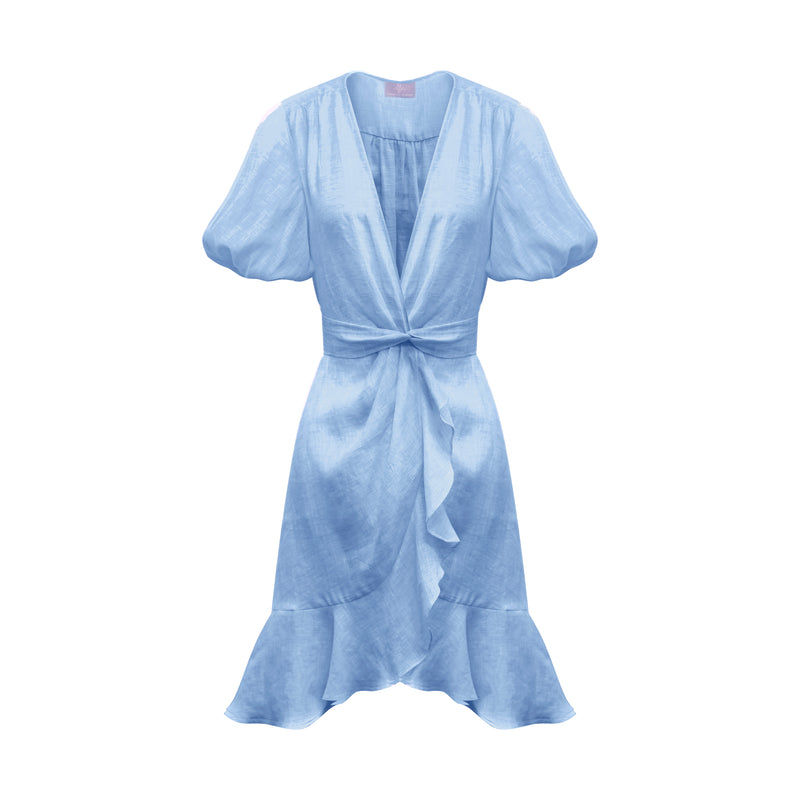 Penelope Mini Dress - Linen Sky Blue