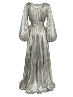 Aliett Maxi Dress - Silver Plisado