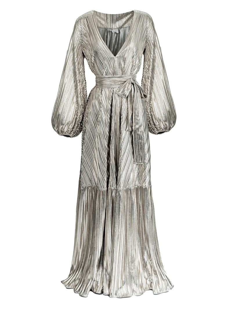 Aliett Maxi Dress - Silver Plisado