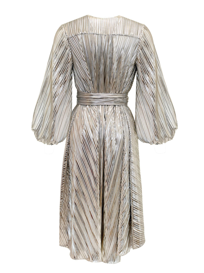 Aliett Dress Midi - Silver Plisado