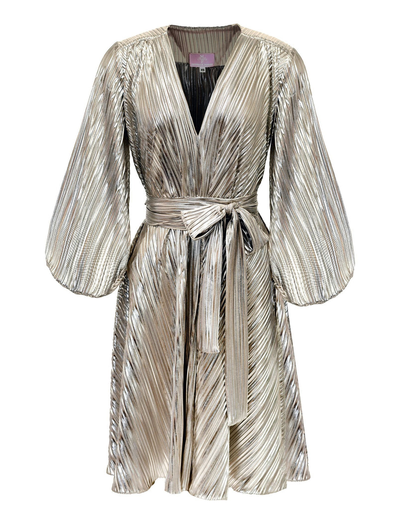 Aliett Dress Midi - Silver Plisado