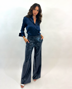 Garcon Shirt -Stretch Silk Charmeuse - Inky