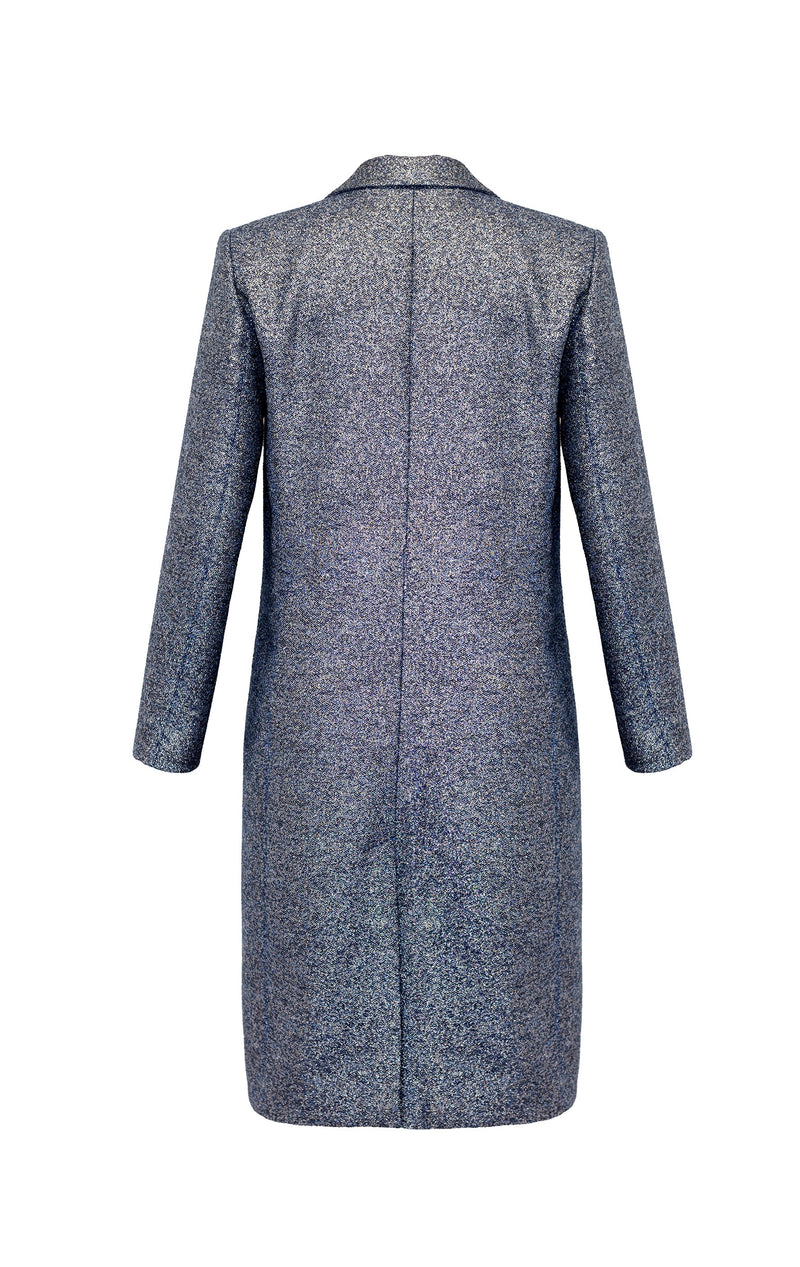 Garbo Midi Coat - Dark Blue Shimmer