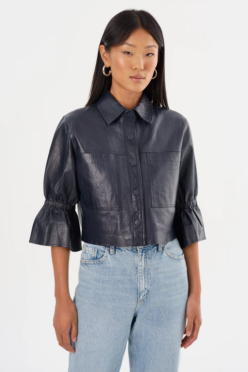 Carolina Leather Jacket - Navy