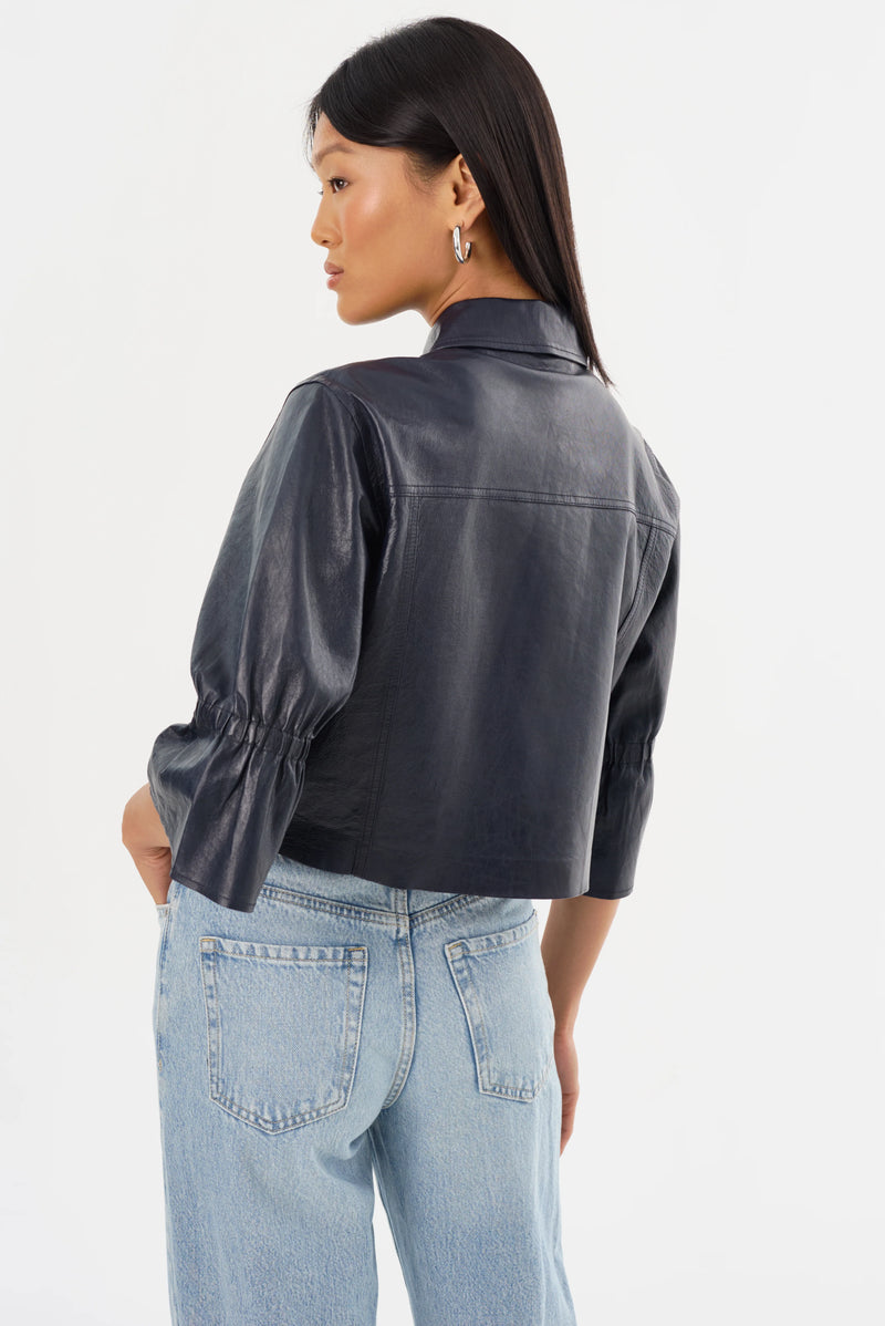Carolina Leather Jacket - Navy