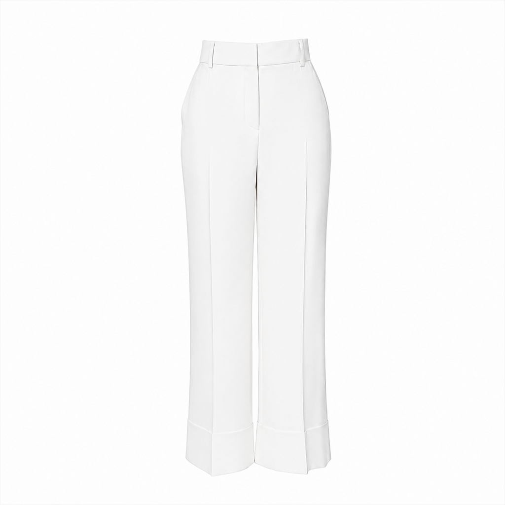 Traylee Cuffed Cropped Trouser - Ivory Linen – Michelle Farmer