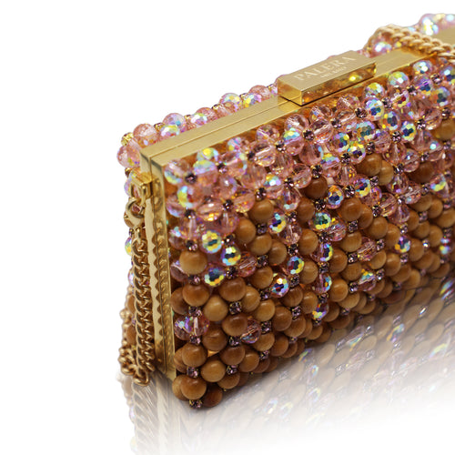 Clutch Wood/Crystal- Rare Pink