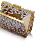 Clutch Wood/Crystal- Silver Blue