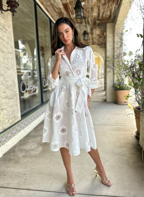 Margorie Long Sleeve Dress - Eyelet