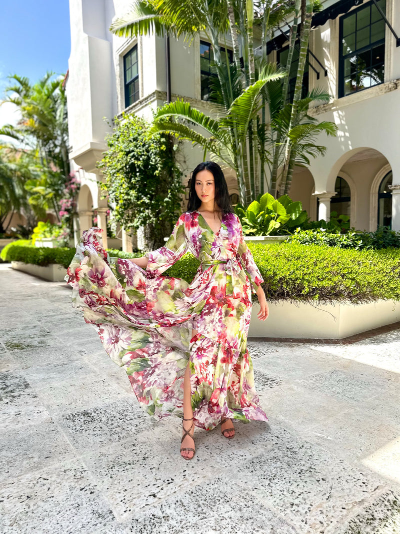 Aliett Maxi Dress with Matching Slip - Rojo Violeta