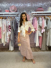Nikki Maxi Skirt with Fringe - Pink