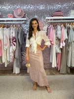 Nikki Maxi Skirt with Fringe - Pink