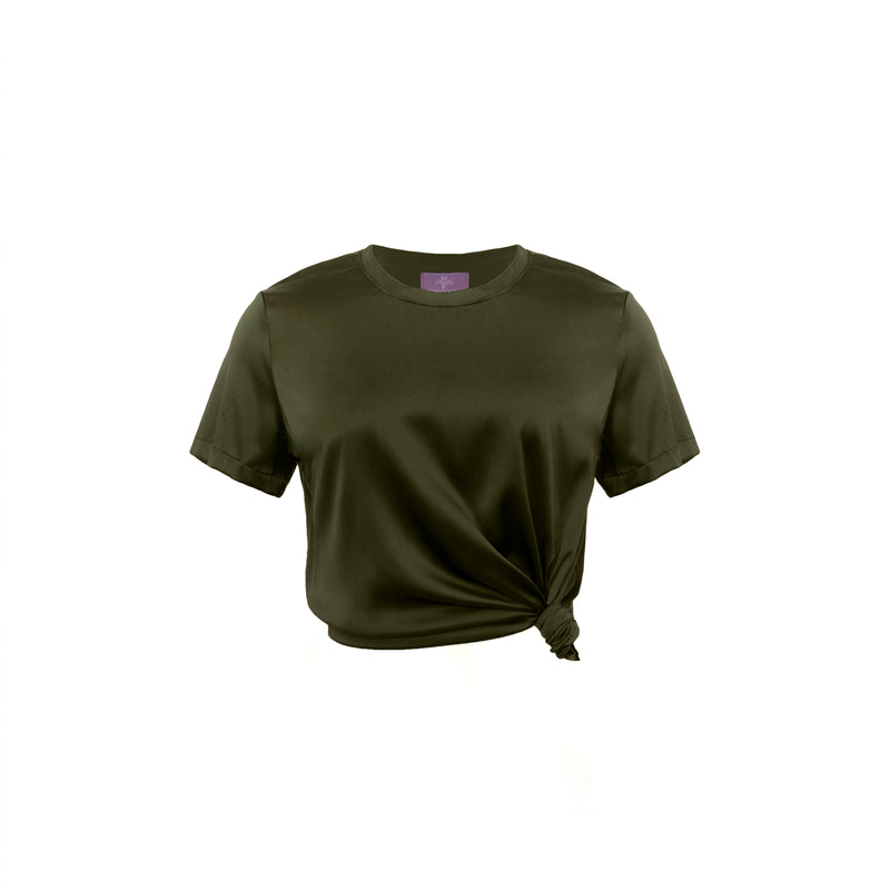 Sophie Silk Tee - Militaire