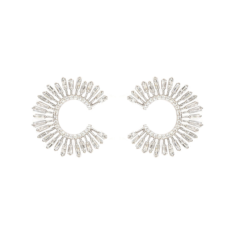 C Shape Diamonds in White Gold Earrings