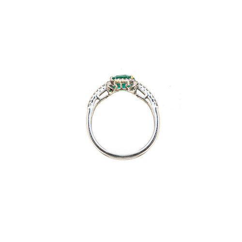 Oval Emerald with Diamonds Band Ring