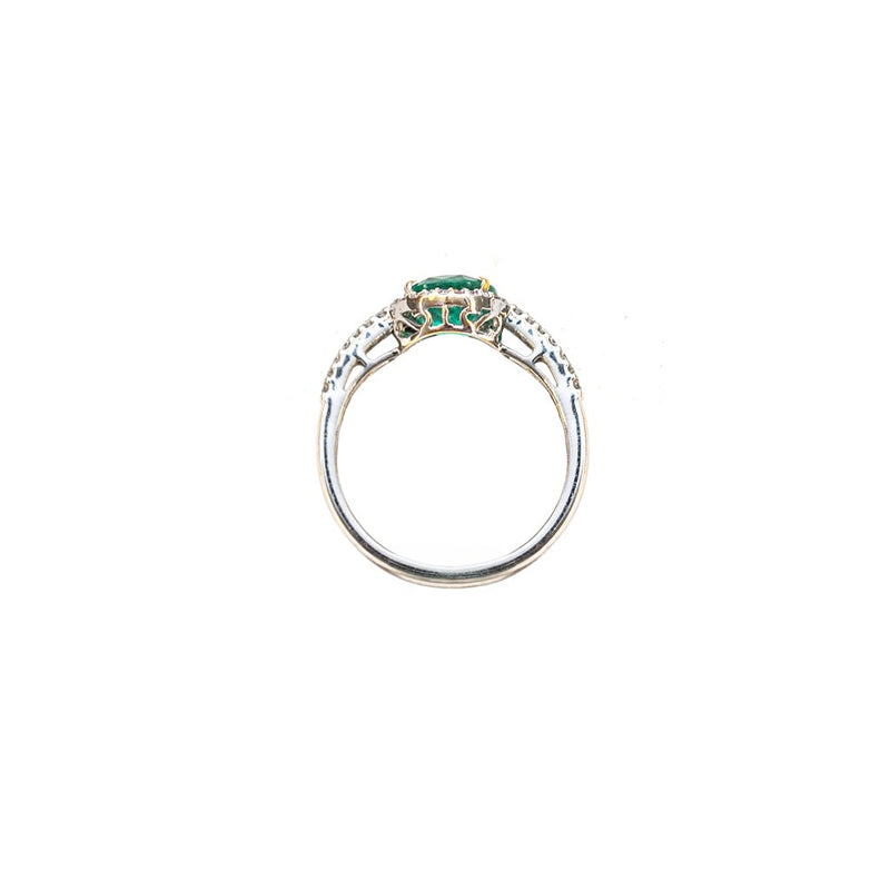 Oval Emerald with Diamonds Band Ring