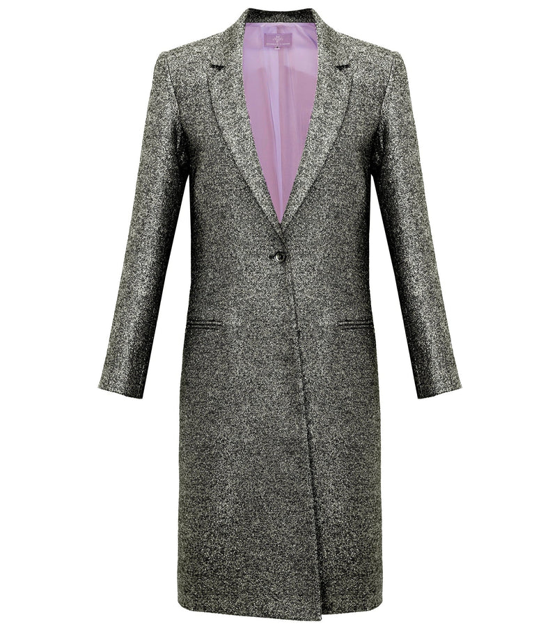 Garbo Midi Coat - Black Shimmer