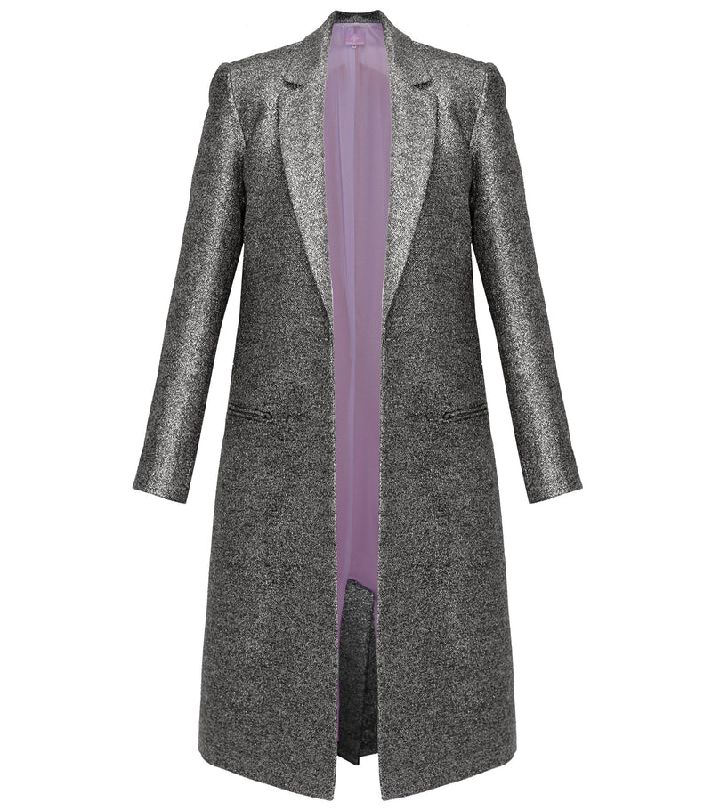 Garbo Midi Coat - Black Shimmer
