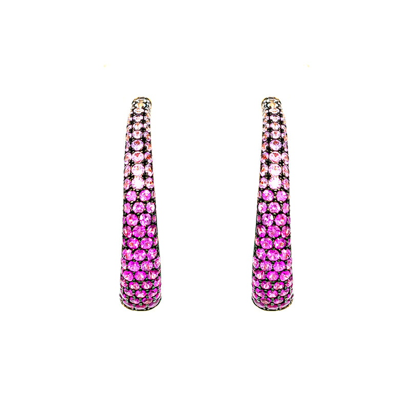 Ombre Pink Sapphire Hoop set in Pink Gold Earrings