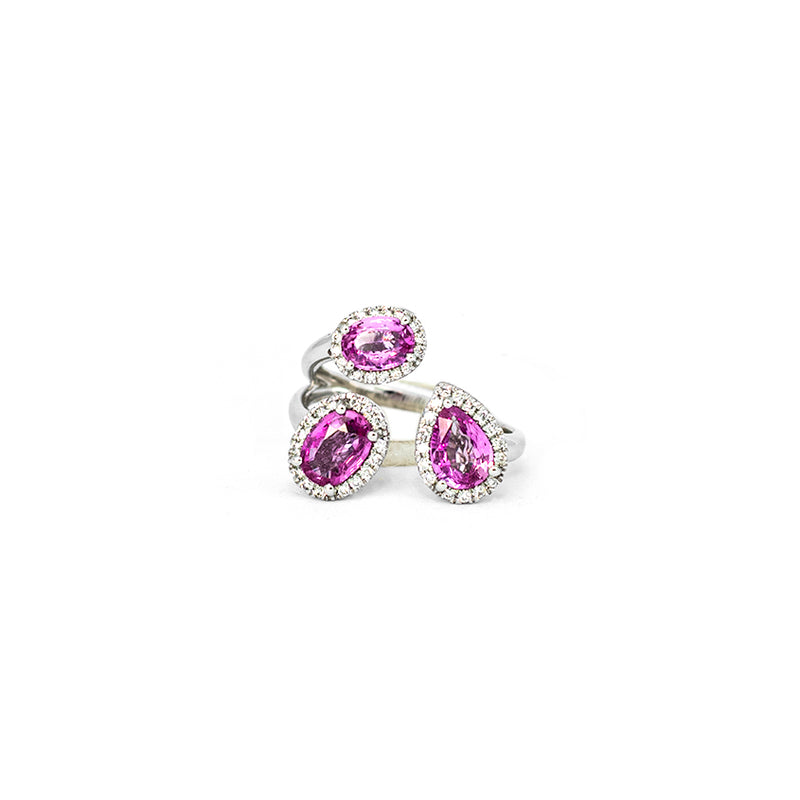 Pink Rose with 3 Pink Sapphires - Ring