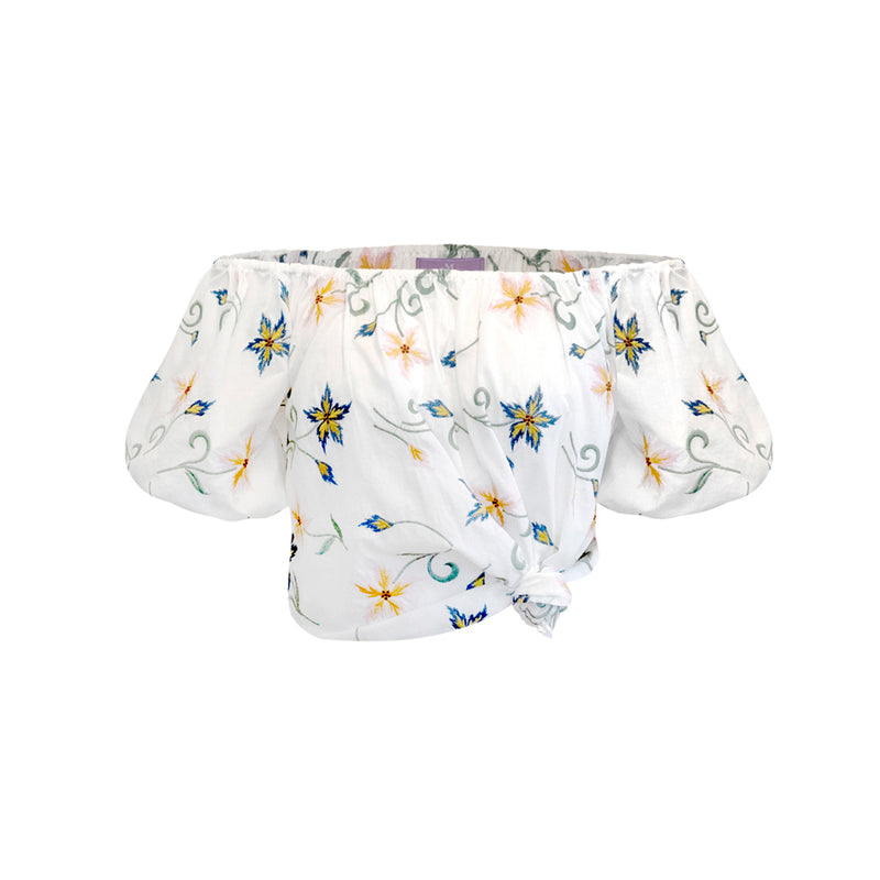 Juliet Blouse - White Multi Embroidery