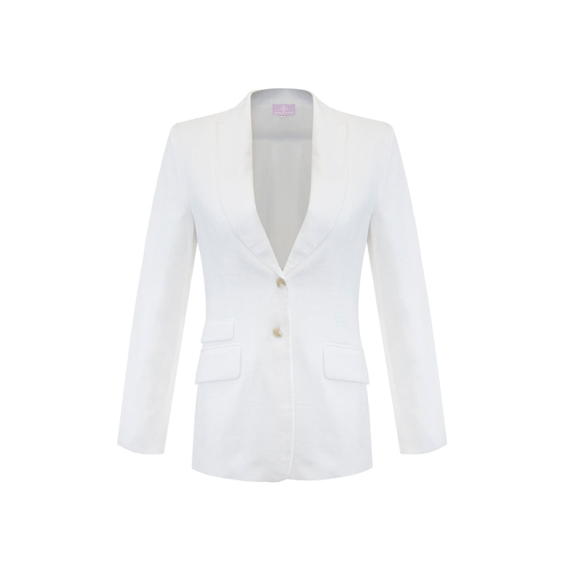 Bonnie Blazer - 100% Linen Optic White
