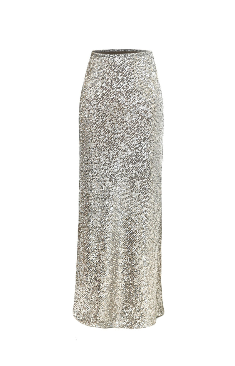 Pencil Skirt Silver Sequin Maxi Skirt Slip Skirt Maxi -sequin