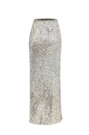 Slip Skirt Maxi -sequin-Silver