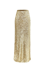 Slip Skirt Maxi-sequin-Gold