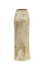 Slip Skirt Maxi-sequin-Gold