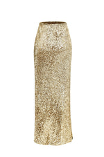 Sequin Slip Skirt Maxi - Gold