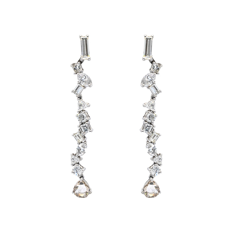 Multi-Shaped Diamond Waterfall Earrings