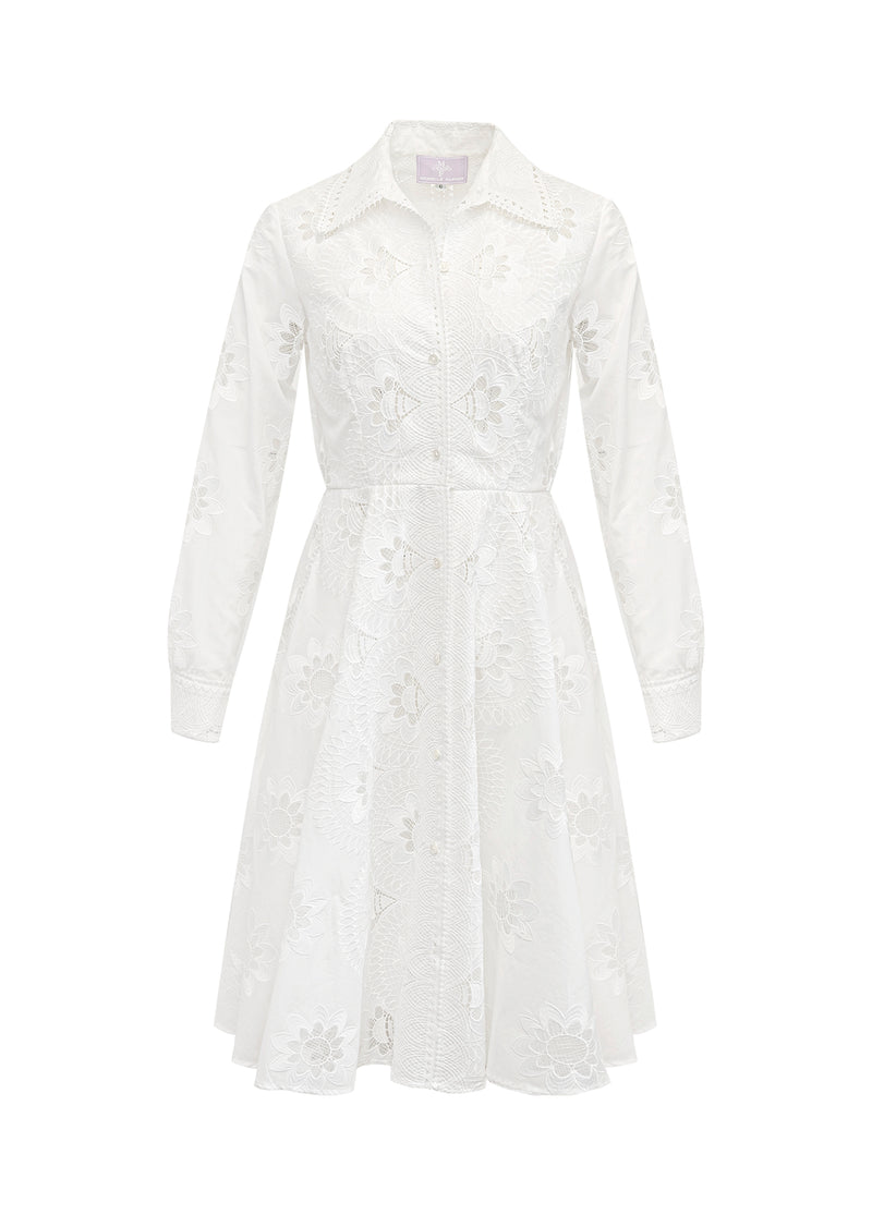 Margorie Long Sleeve Dress - Eyelet