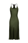 Helenita Dress -30mm Silk Charmeuse - Silver and Military