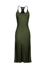 Helenita Dress -30mm Silk Charmeuse - Silver and Military