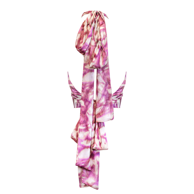Bardot Top Silk Chiffon - Pink Abstract