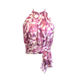 Bardot Top Silk Chiffon - Pink Abstract