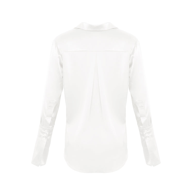 Garcon Shirt - Stretch Silk Charmeuse - Optic White
