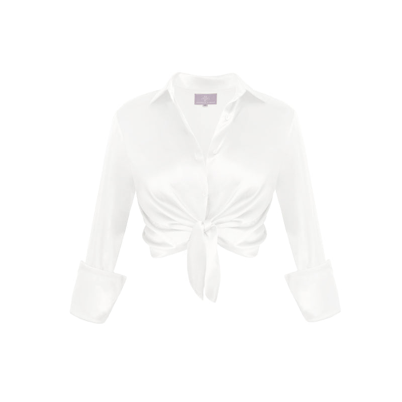 Garcon Shirt - Stretch Silk Charmeuse - Optic White
