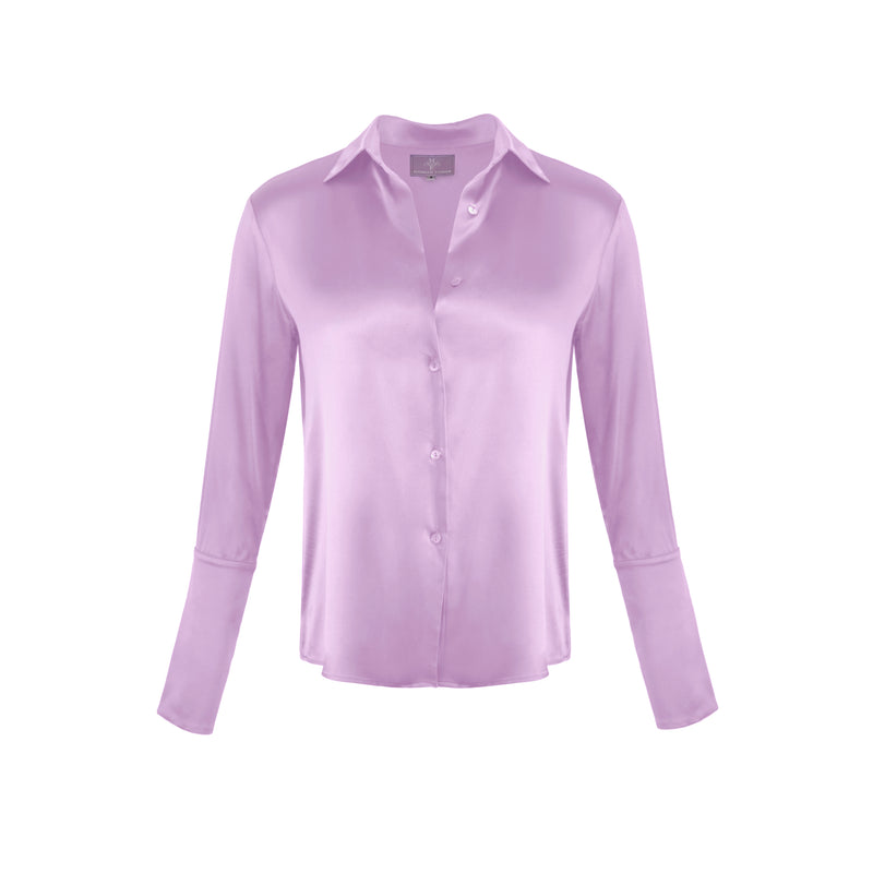 Garcon Shirt -Stretch Silk Charmeuse - Rose de France