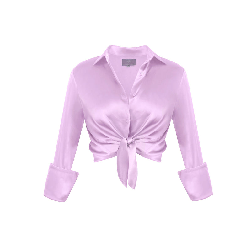 Garcon Shirt -Stretch Silk Charmeuse - Rose de France